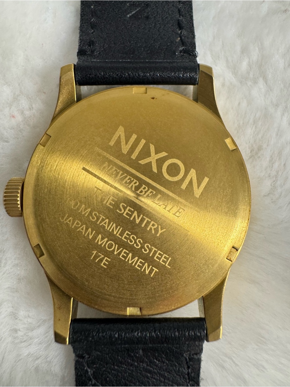 Nixon Gold-Tone Case Watch with Black Leather Strap Men’s - Picture 3 of 10